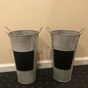 Metal buckets with chalk board